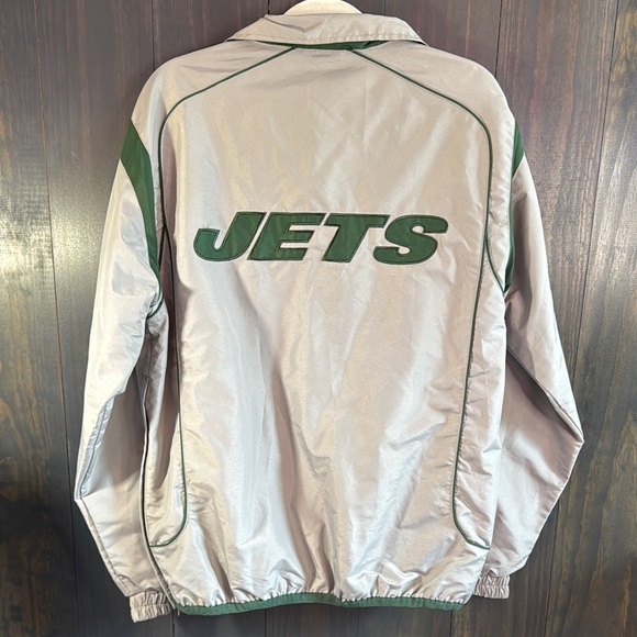 NFL NY Jets Gray Green Windbreaker Jacket Pullover Men's S - Picture 5 of 6